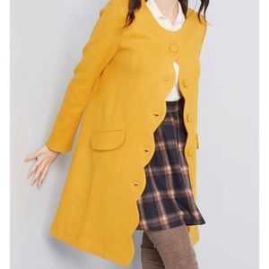 Modcloth Yellow Scalloped Coat